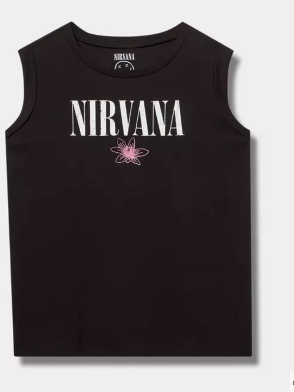 NWT TORRID | Nirvana Black Sleeveless Roll Sleeve Embroidered Tank Sz. 2 or a 2x